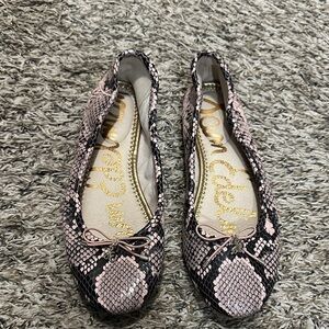 Sam Edelman Pink and Black Snake Print Flats